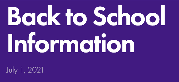 Back to School Information 