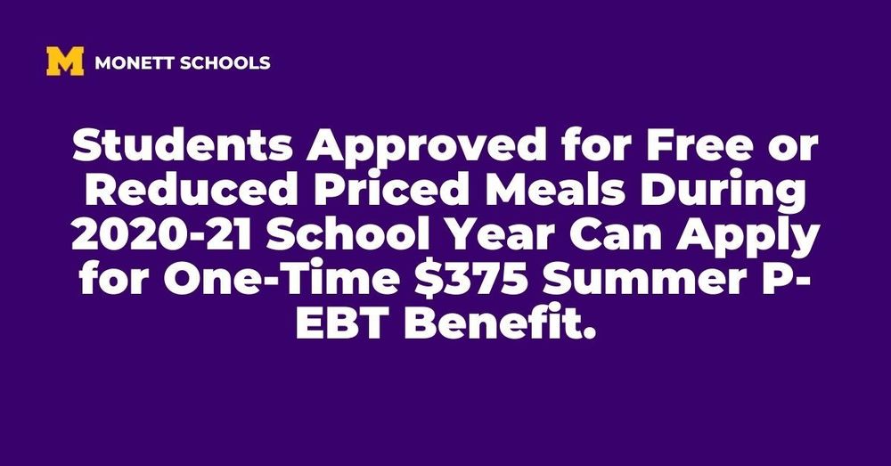 Apply for One-Time $375 Summer P-EBT Benefit