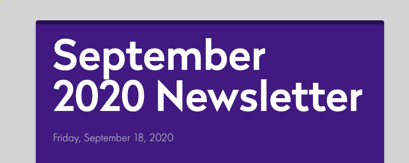 September 2020 Newsletter