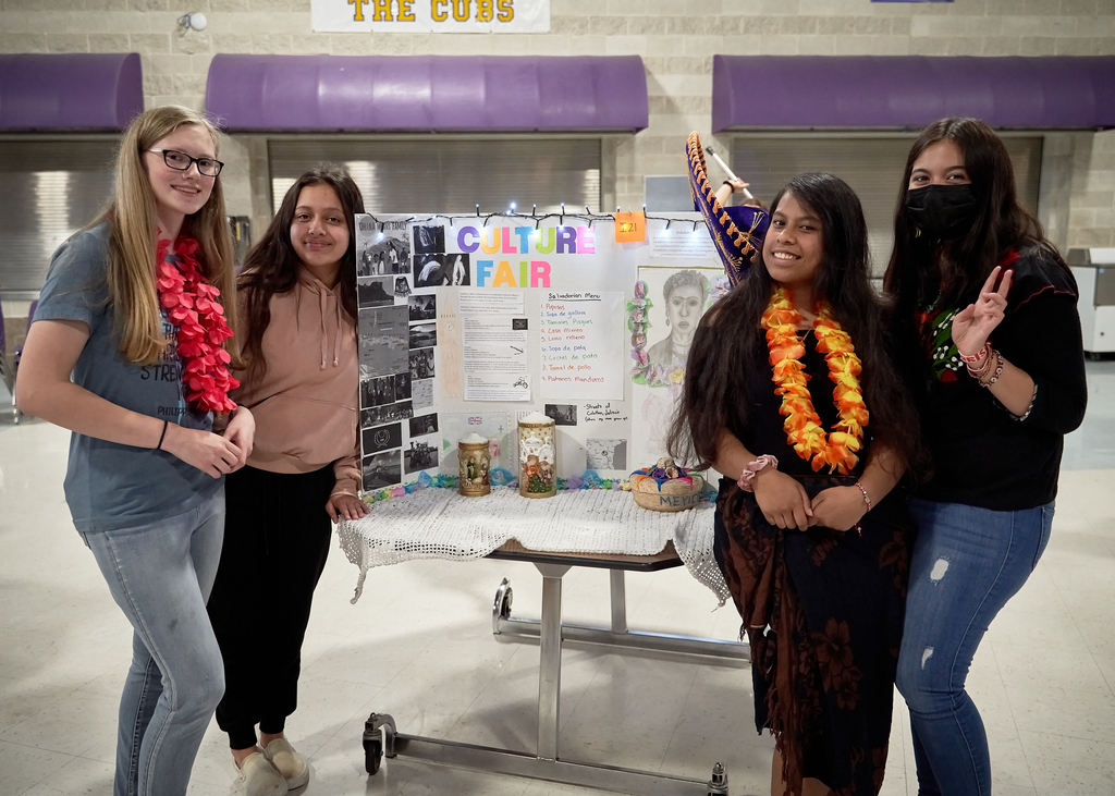 Students posing for a photo during the Culture Fair. 
