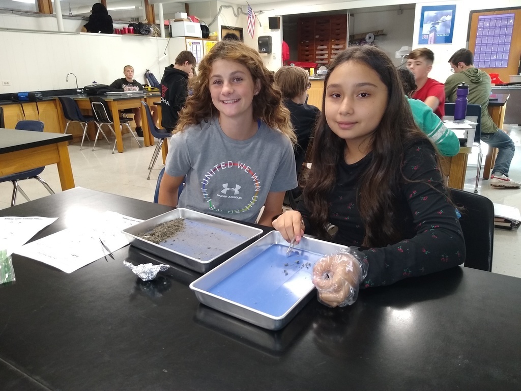 MMS Science class dissects owl pellets. 