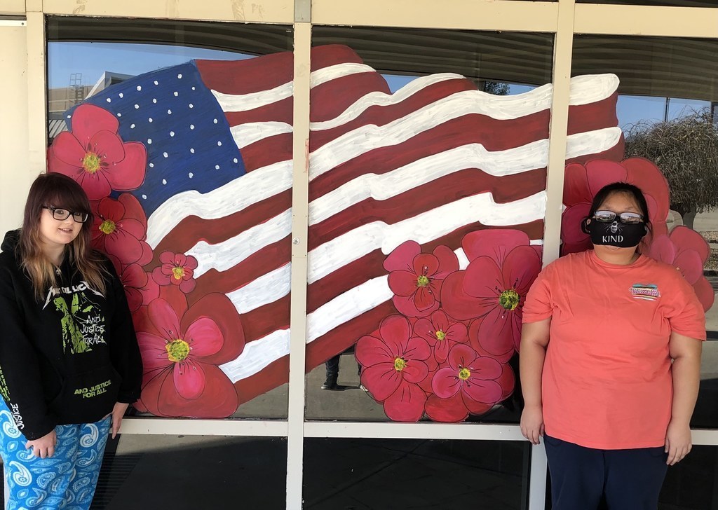MHS art students painted a window for the annual Veterans Day art mural. 