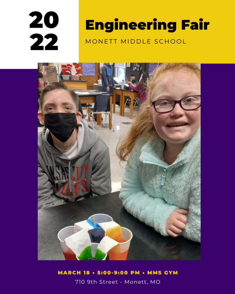 Engineering Fair Monett Middle school March 18 5-9 pm 710 9th Street, Monett MO - Two students working on their Engineering Fair project. 