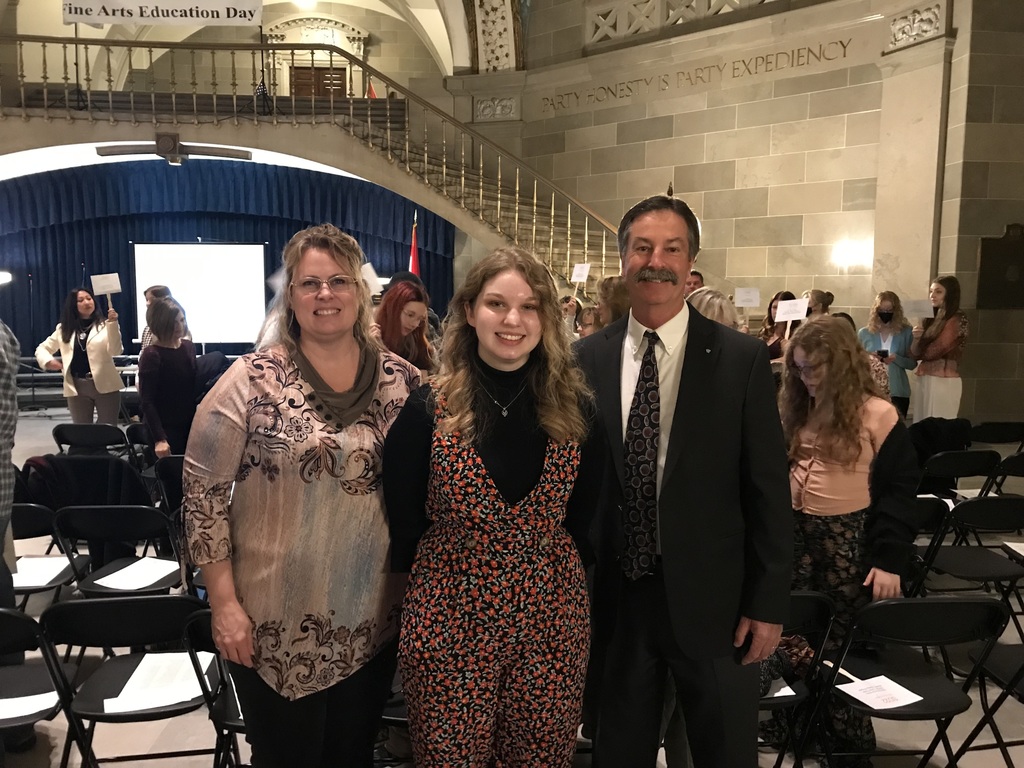 Mrs. Leeper, Emma Hensley, Senator Mike Moon at the Capital.