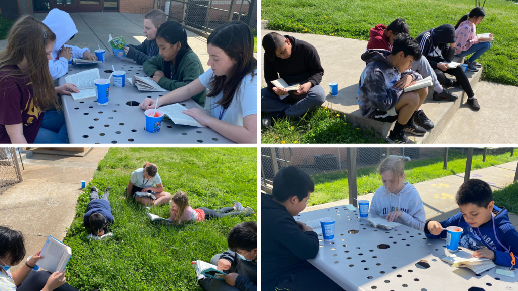 Students at MIS enjoyed the beautiful weather by doing their Literature Circles outside. 