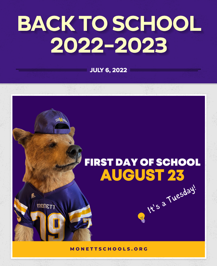 Back to School 2022-2023 First Day of School August 23 It's a Tuesday! 