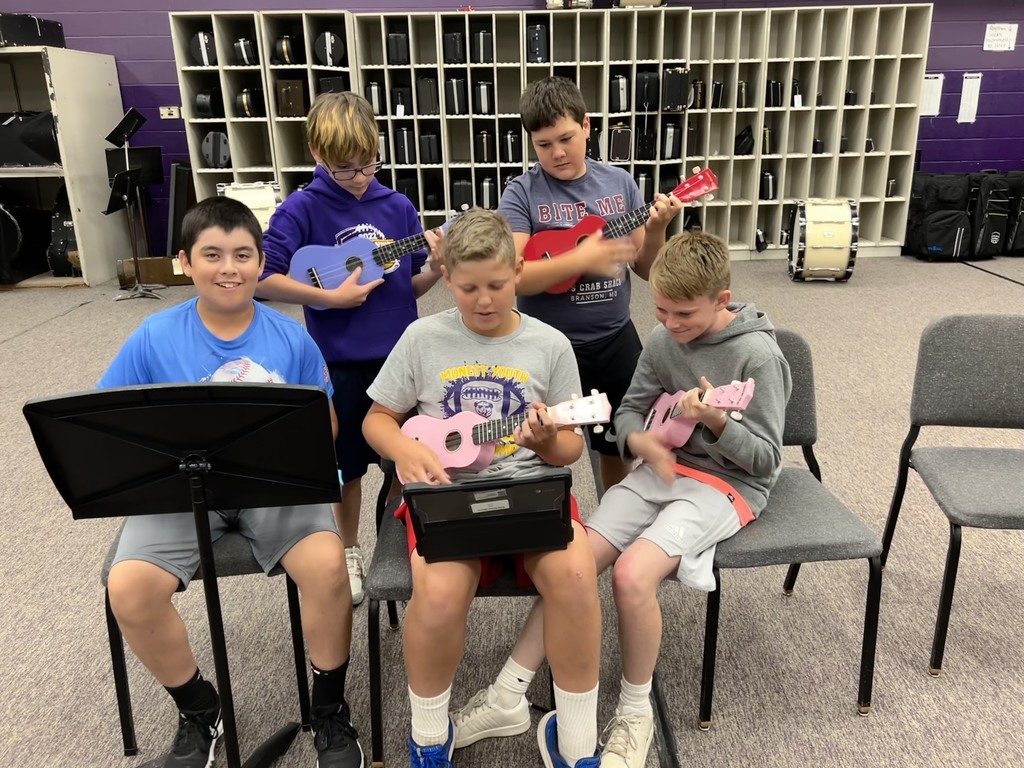 Mrs. Murad's MMS ukulele students work hard on their songs during individual work time. The ukulele instrument supports many musical elements, such as pitch, rhythm, harmony, and expression. 