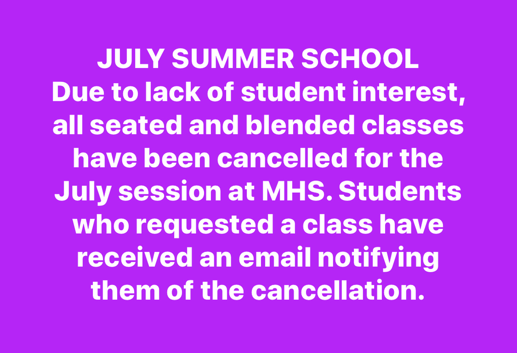 Summer School cancelled